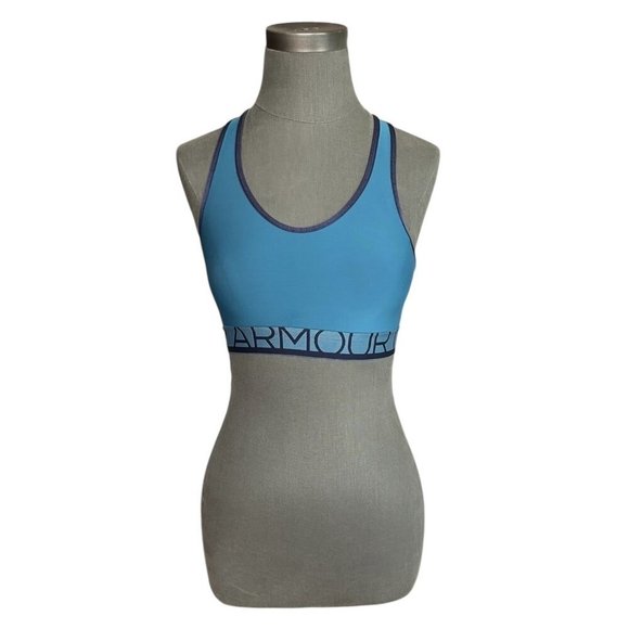 Under Armour Women’s Blue Teal Racerback Top Sports Bra Activewear Size S - Picture 1 of 3